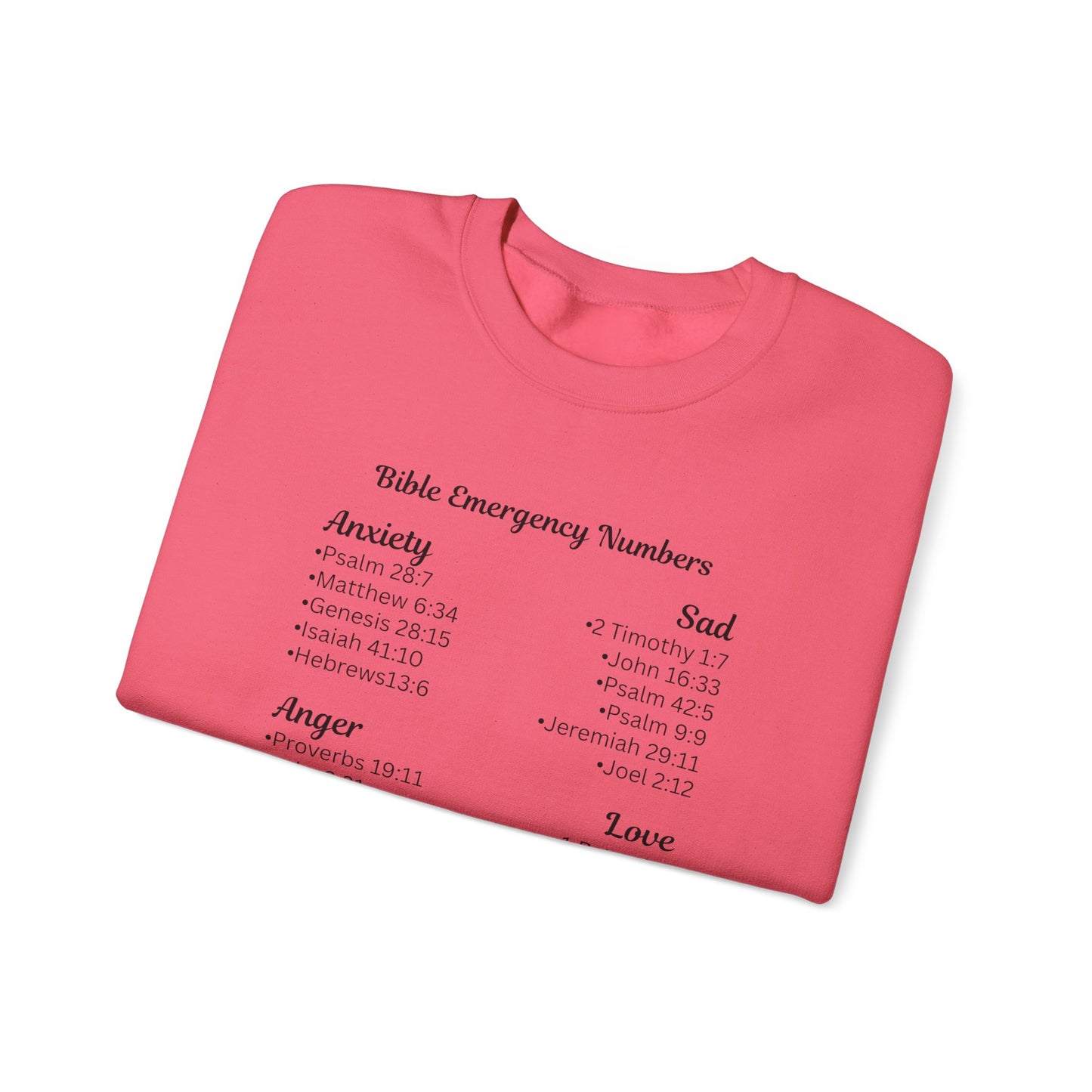 Faith-Inspired Crewneck Sweatshirt with Bible Emergency Numbers