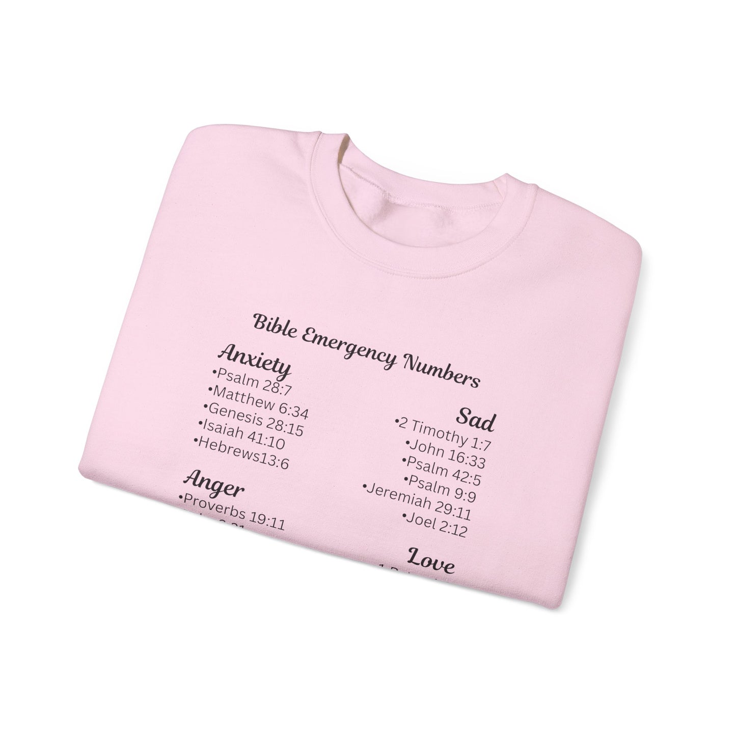 Faith-Inspired Crewneck Sweatshirt with Bible Emergency Numbers