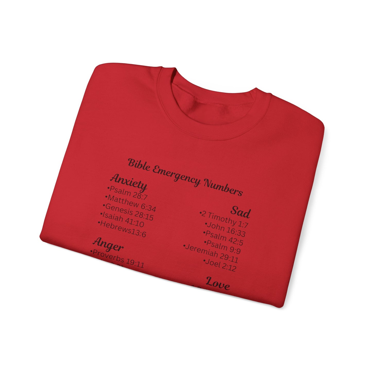 Faith-Inspired Crewneck Sweatshirt with Bible Emergency Numbers
