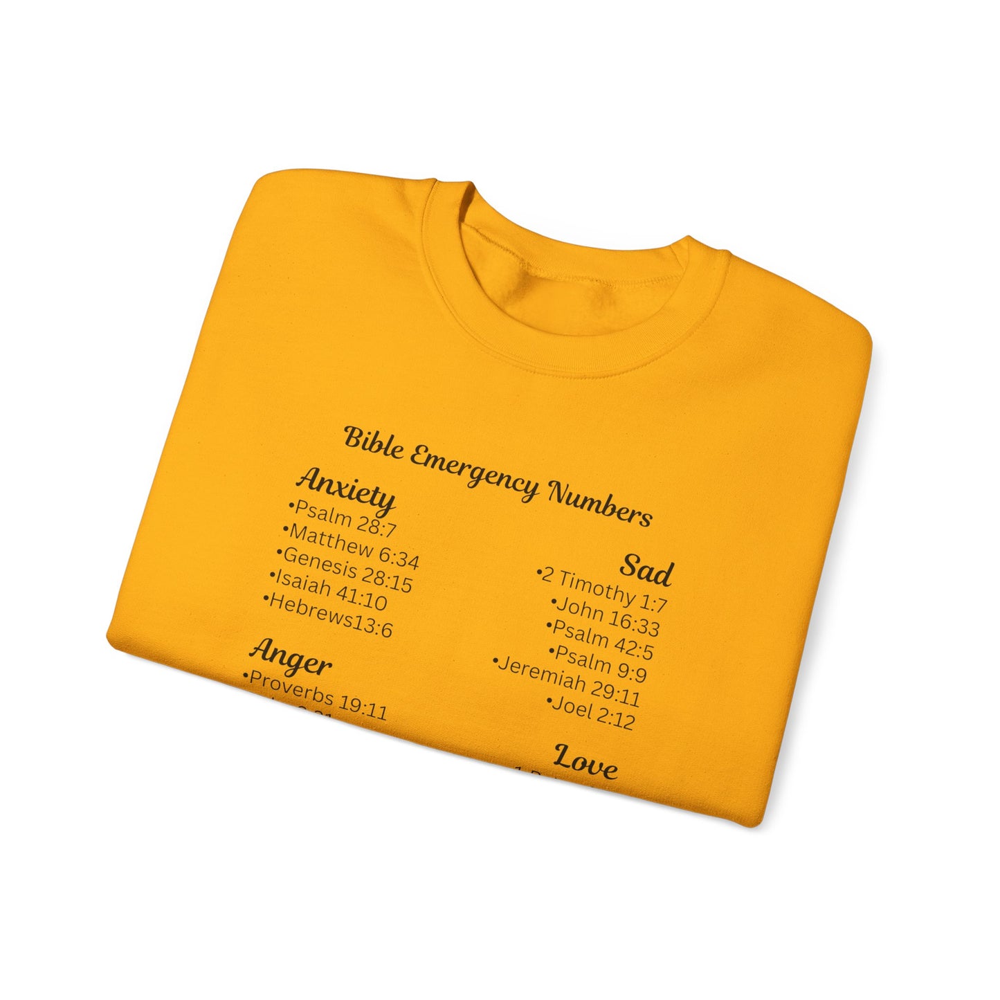 Faith-Inspired Crewneck Sweatshirt with Bible Emergency Numbers