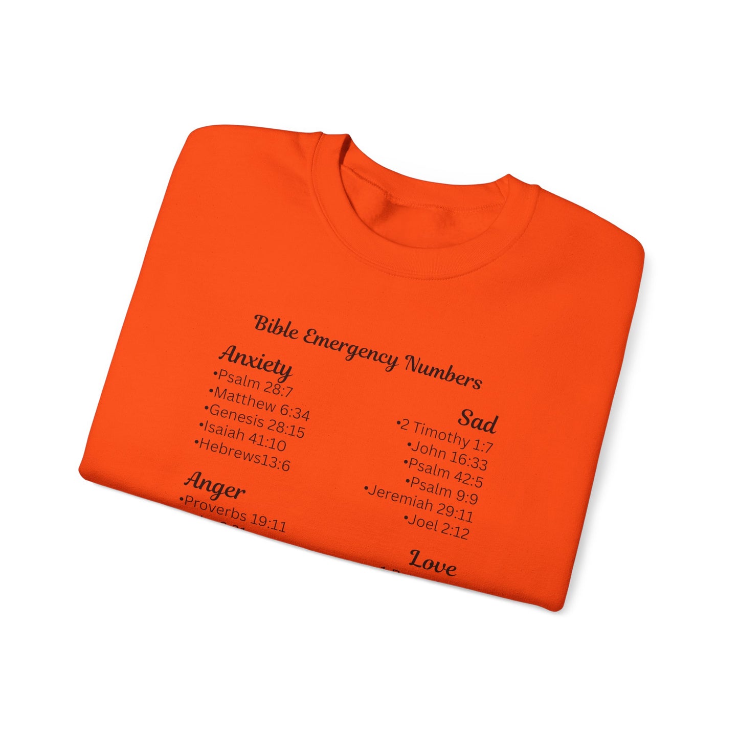 Faith-Inspired Crewneck Sweatshirt with Bible Emergency Numbers